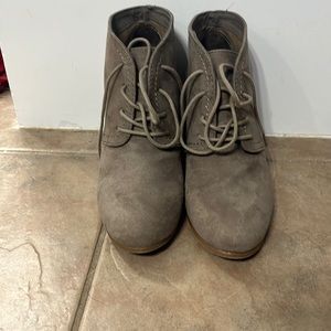 EUC Grey Arizona wedge booties